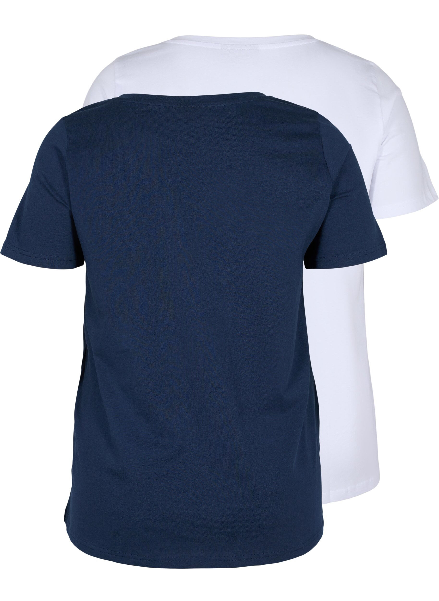 Zizzi 2-pak basis t-shirt i bomuld, Navy B/B White, Packshot image number 1