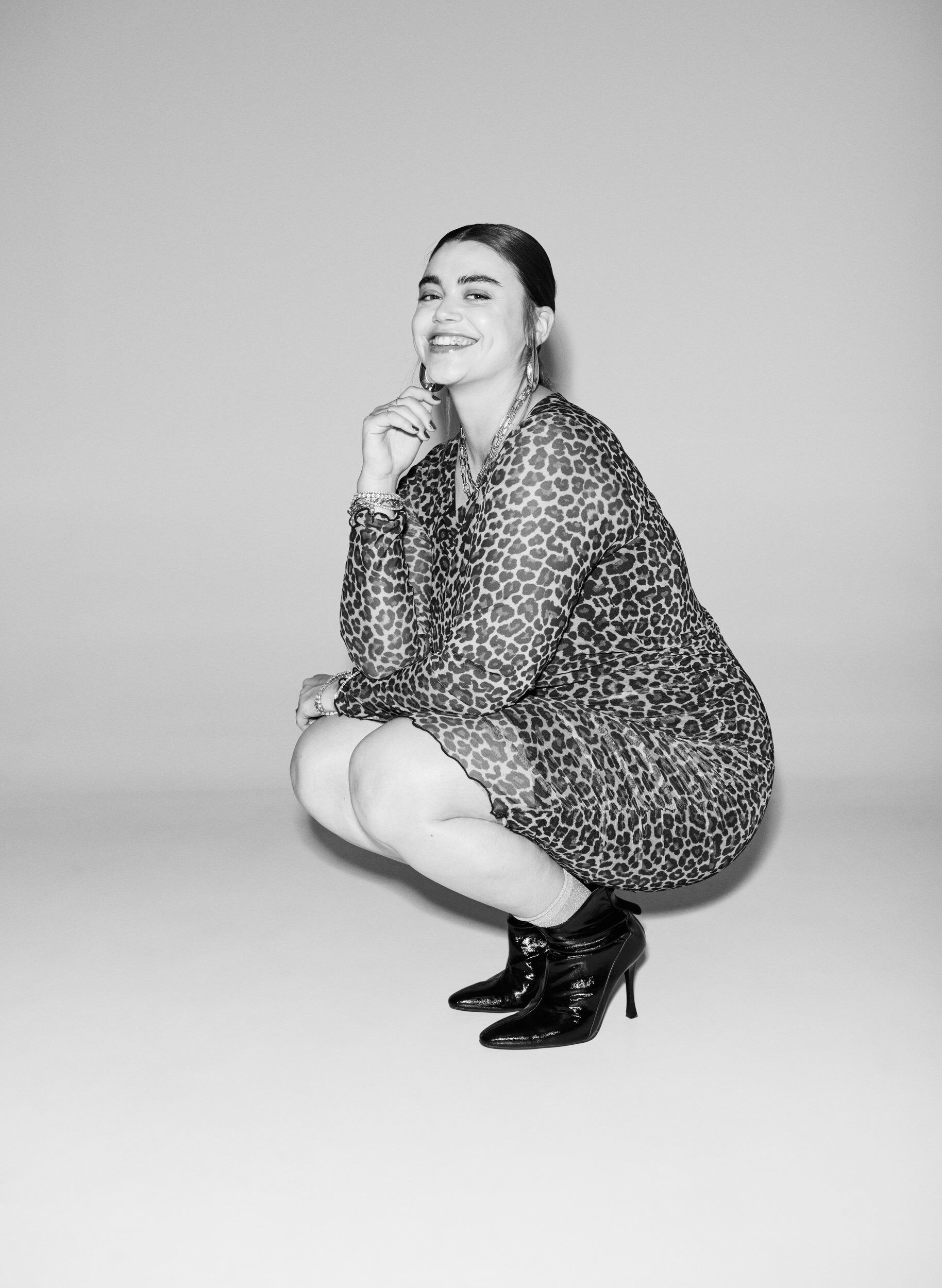 Zizzi Kort kjole i mesh med leopardm&oslash;nster, Brun, Image image number 0