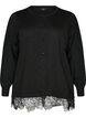Cardigan med bred blondekant , Sort, Packshot image number 0