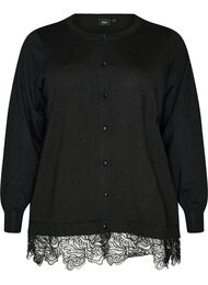 Cardigan med bred blondekant , Sort