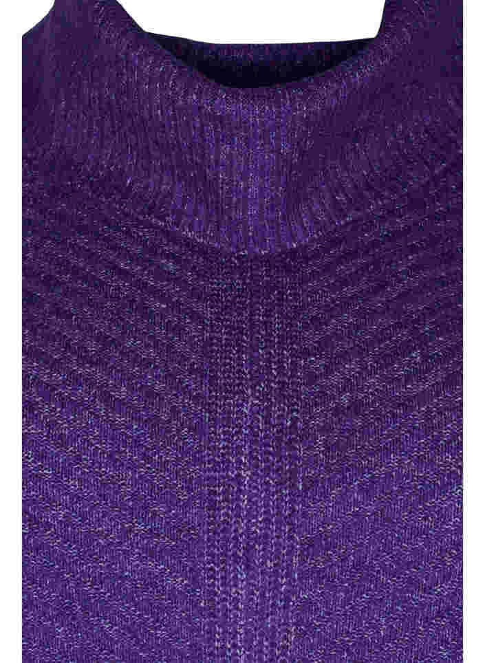 Strikket poncho med rullekrave, Ultra Violet Mel., Packshot image number 2