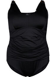 Badedragt med vattering og draperinger, Sort