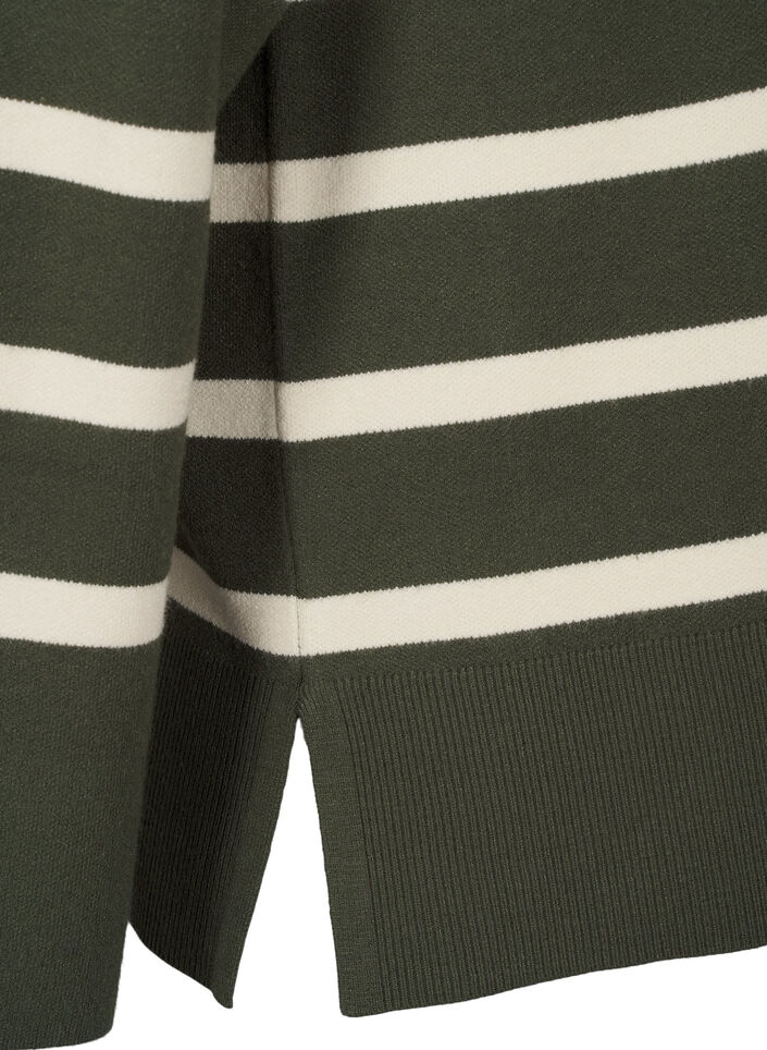 Stribet strikbluse med rund hals, D. Bag Birch Stripe, Packshot image number 3