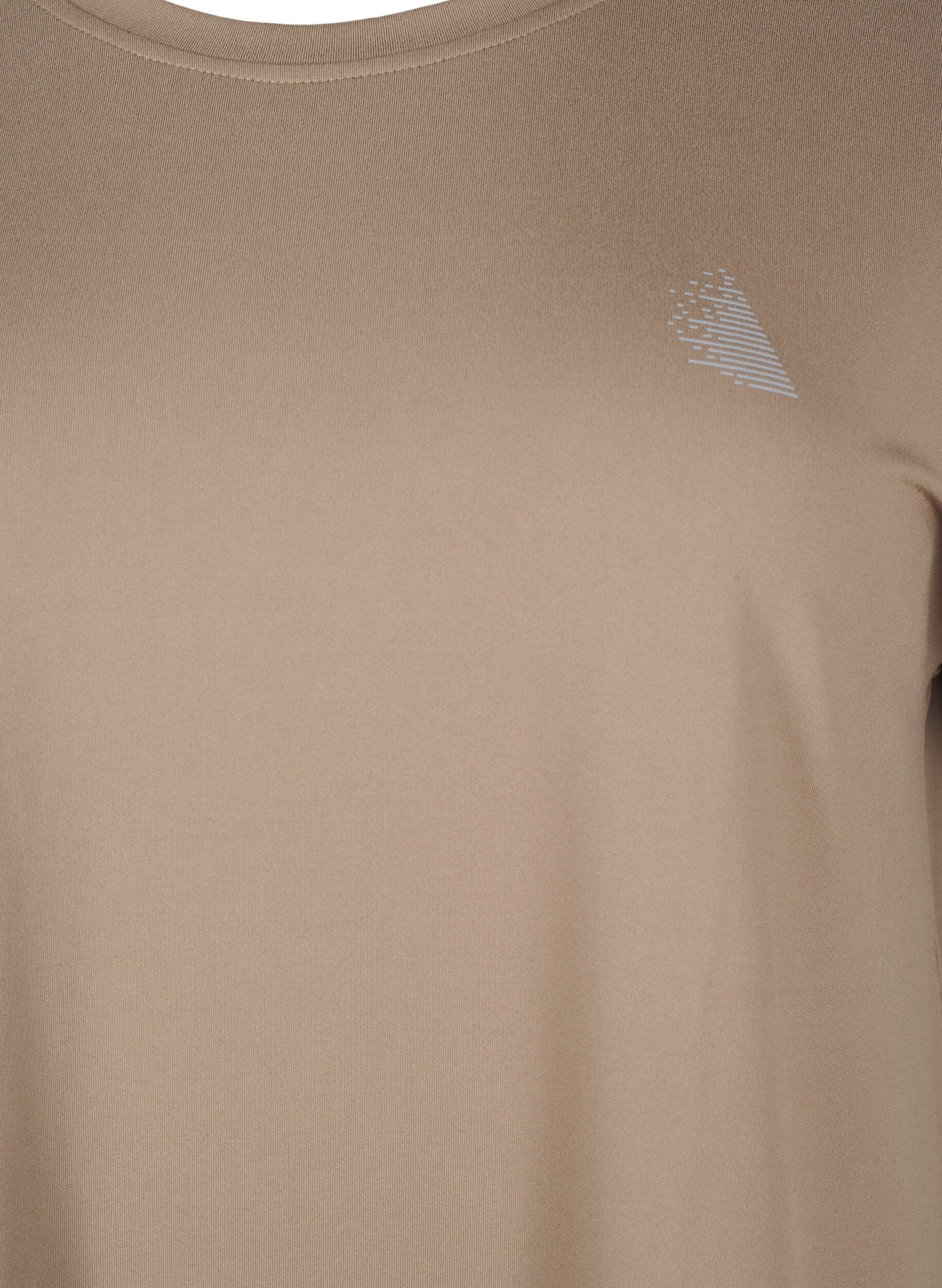 Zizzi Ensfarvet tr&aelig;nings t-shirt, Beige, Packshot image number 2