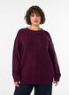 Strikbluse med V-formet ribm&oslash;nster og slidser, R&oslash;d, Model image number 0