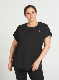Ensfarvet trænings t-shirt, Black, Model