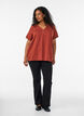 T-shirt med knapdetalje, Brun, Model image number 1
