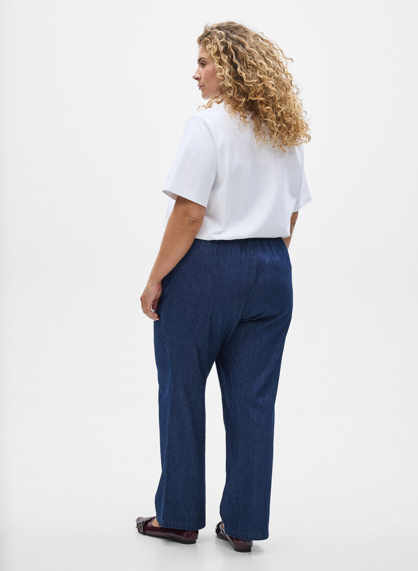 Straight fit jeans med elastik i taljen, Bl&aring;, Model image number 1
