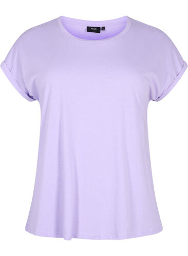 Kortærmet t-shirt i bomuldsblanding, Lavender, Packshot image number 0