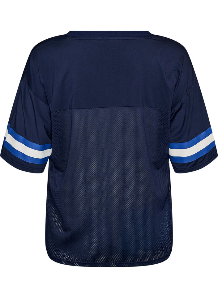 Tr&aelig;nings t-shirt med V-udsk&aelig;ring og frontprint, Bl&aring;, Packshot