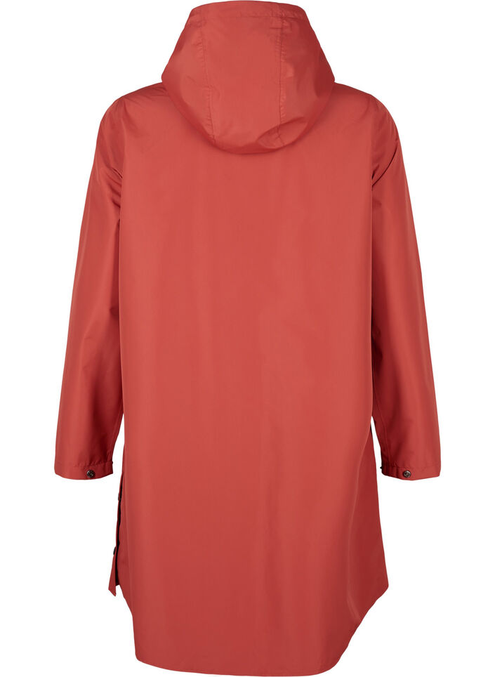 Regnjakke med lommer og hætte, Rød, Packshot image number 1