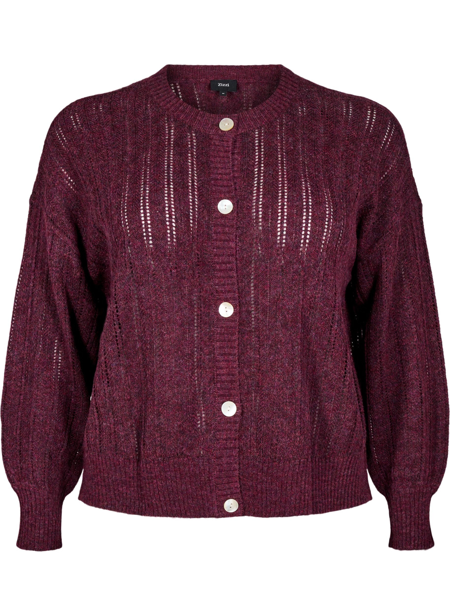 Strikket cardigan med hulm&oslash;nster