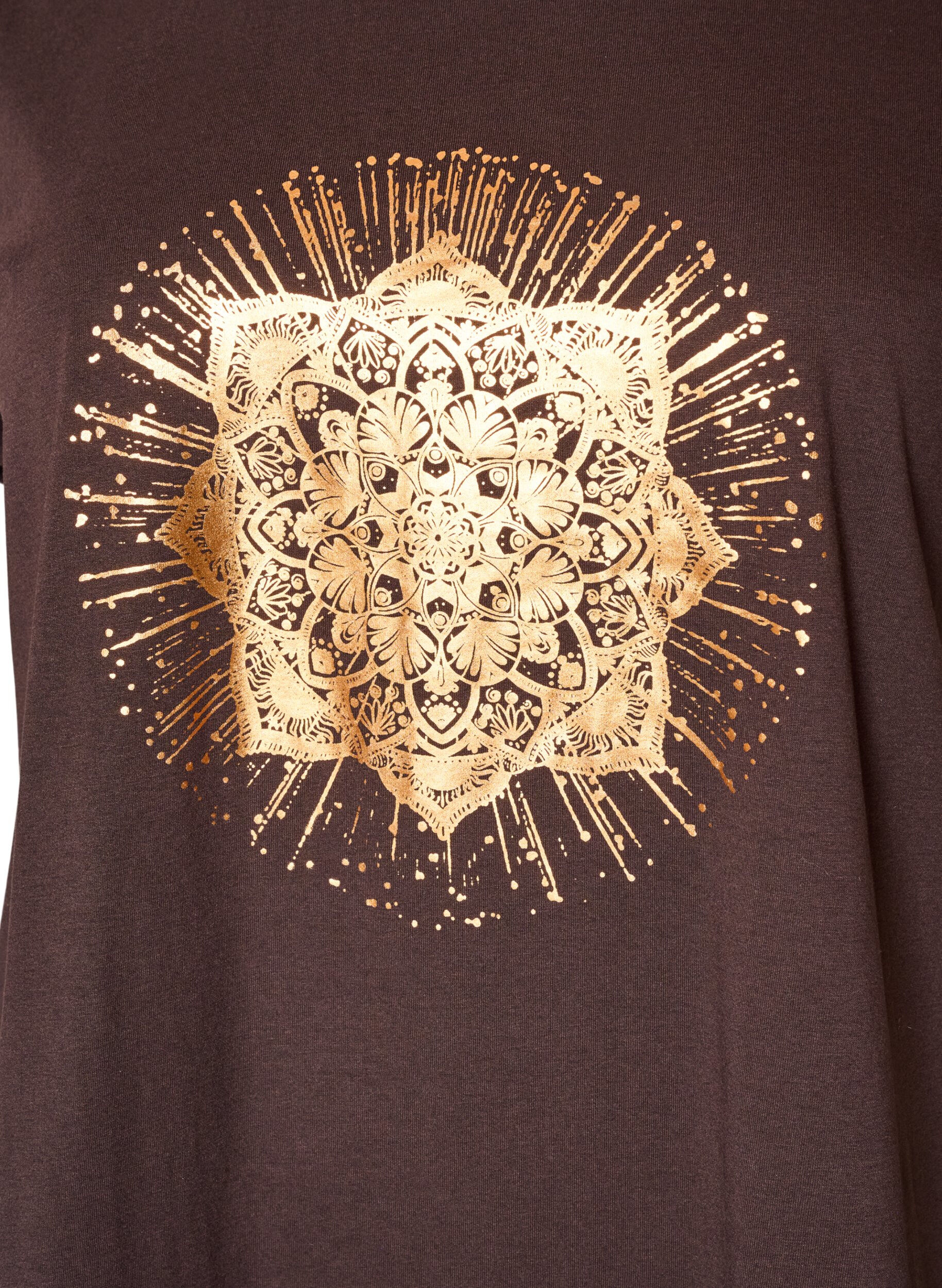 ZizziT-shirt med dekorativt frontprint, Brun, Packshot image number 2