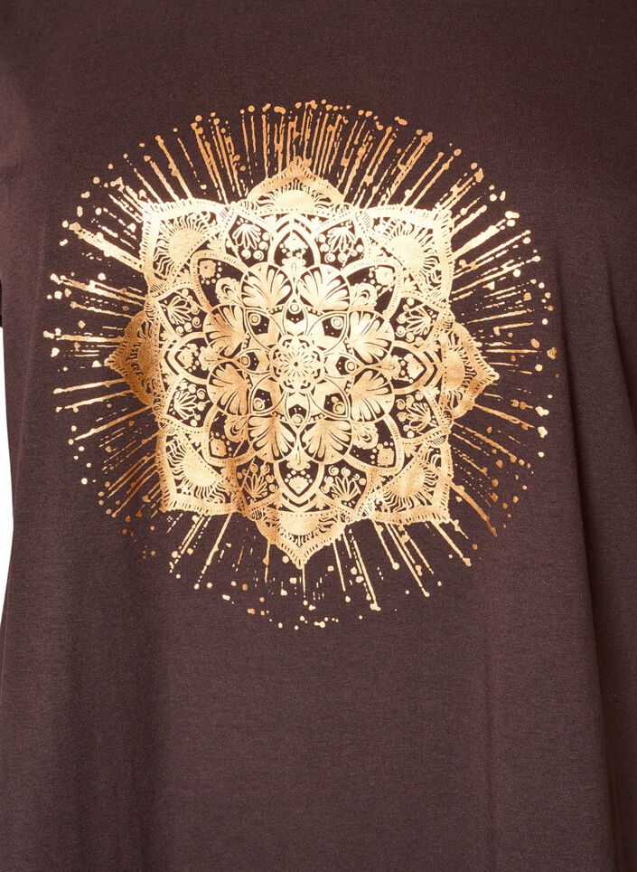 T-shirt med dekorativt frontprint, Brun, Packshot image number 2