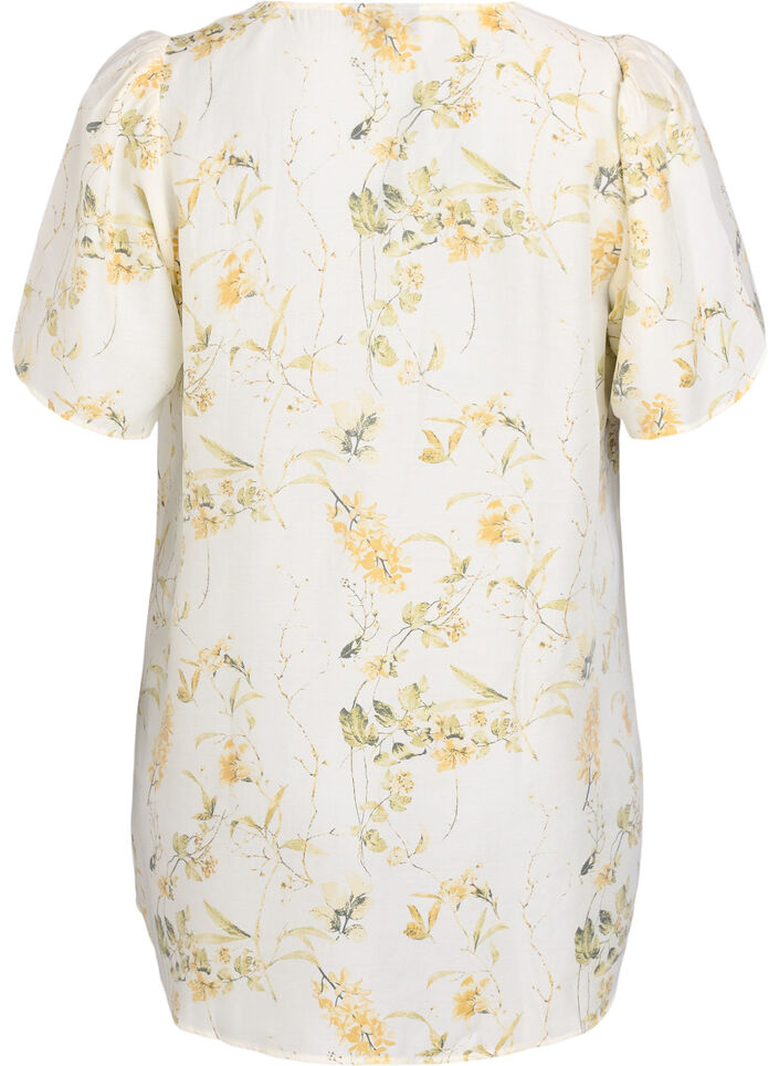 A-formet tunika med korte ærmer, Gul, Packshot image number 1