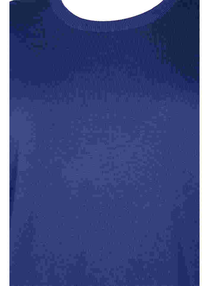 Strikket viskosebluse med lange ærmer, Deep Cobalt Solid, Packshot image number 2