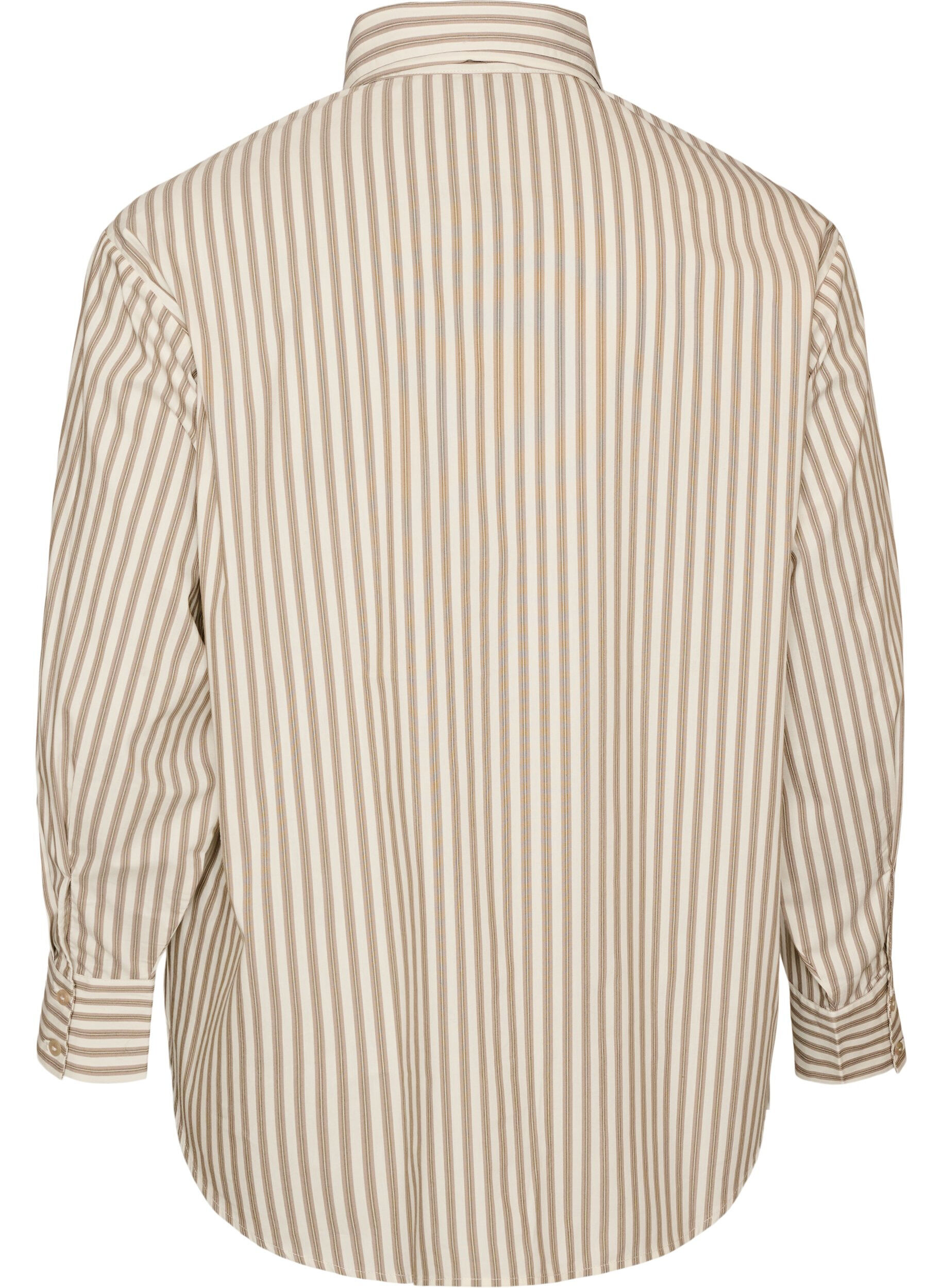 ZizziStribet skjorte med aftageligt bindeb&aring;nd, Beige, Packshot image number 1