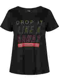 Trænings t-shirt med print, Black w. Drop It