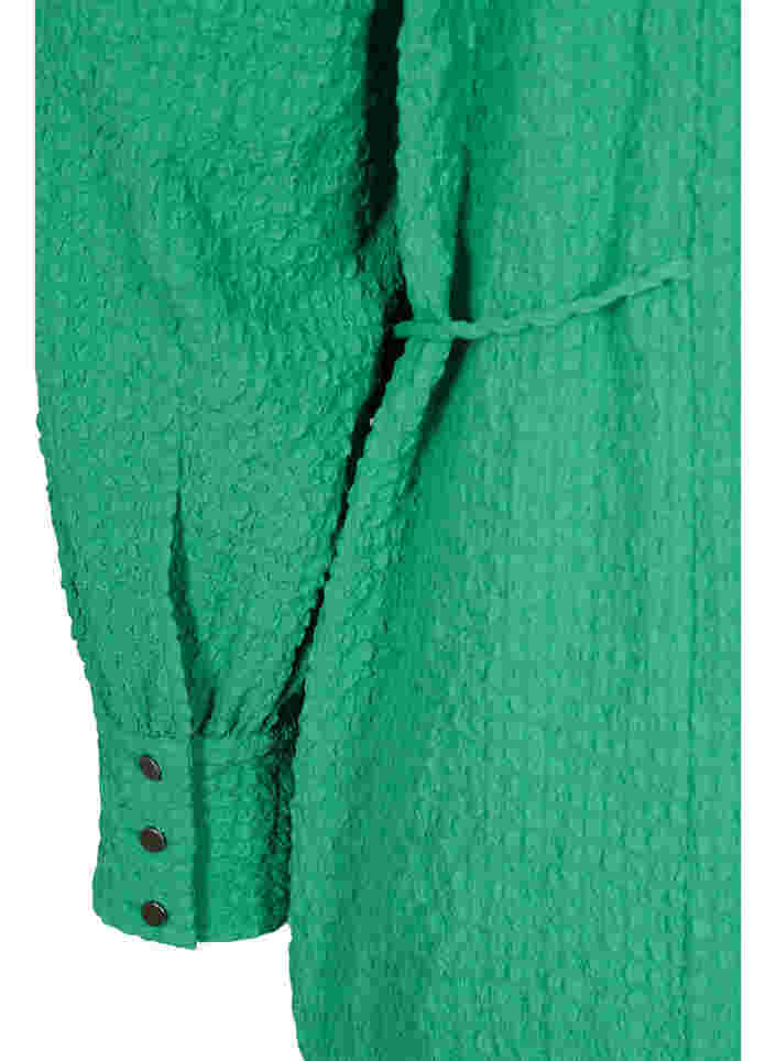 Langærmet kjole med v-hals og bindesnøre, Mint, Packshot image number 3