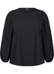 FLASH - Langærmet bluse med rund hals, Black