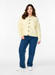 Ribstrikket cardigan med knapper, Gul, Model image number 1