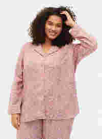 Bomulds natskjorte med blomsterprint, Powder Pink, Model