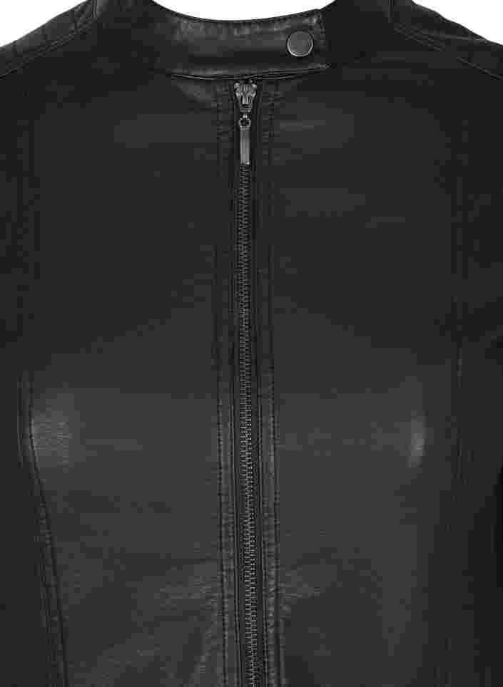 Imiteret skindjakke med lommer, Black, Packshot image number 2
