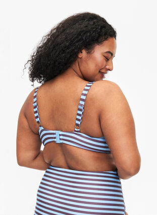 Bikini bh med bøjle og print, BlueBrown Stripe AOP, Model image number 1