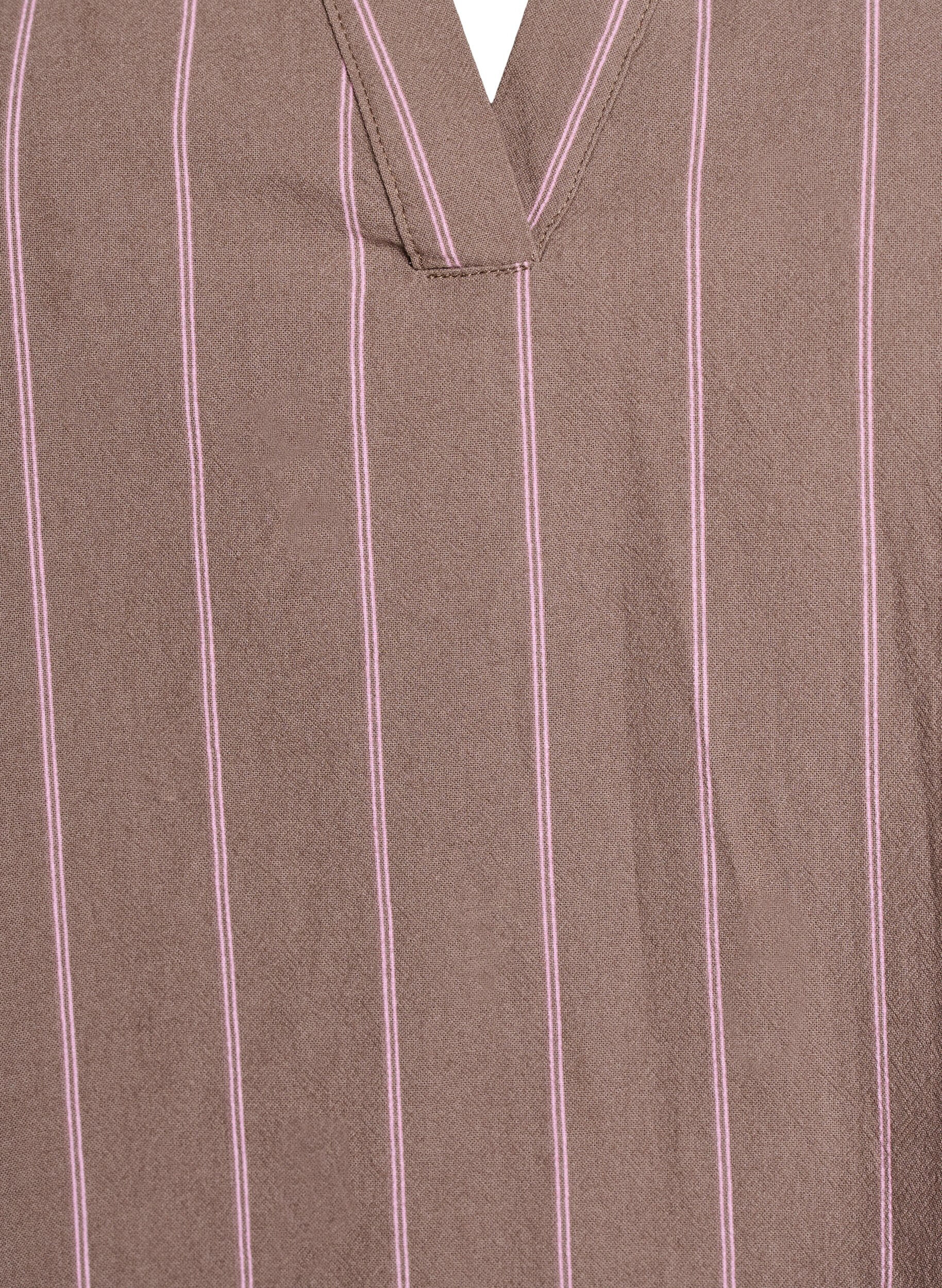 Zizzi Tunika med V-udsk&aelig;ring og fl&aelig;sedetaljer, Brun, Packshot image number 2