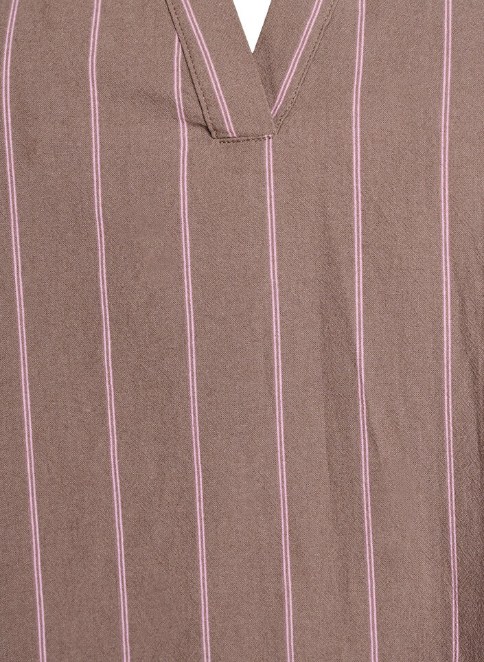 Tunika med V-udskæring og flæsedetaljer, Brun, Packshot image number 2