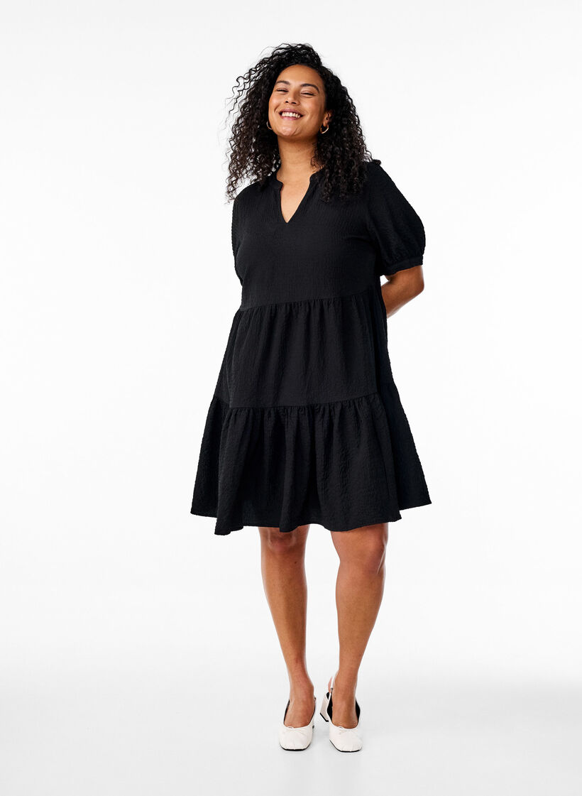 Kort kjole med A-facon, Sort, Model image number 1