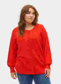 Strikket cardigan med knapper i viskosemix, Fiery Red, Model