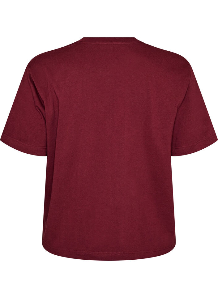 Boxy T-shirt i bomuld, R&oslash;d, Packshot image number 1