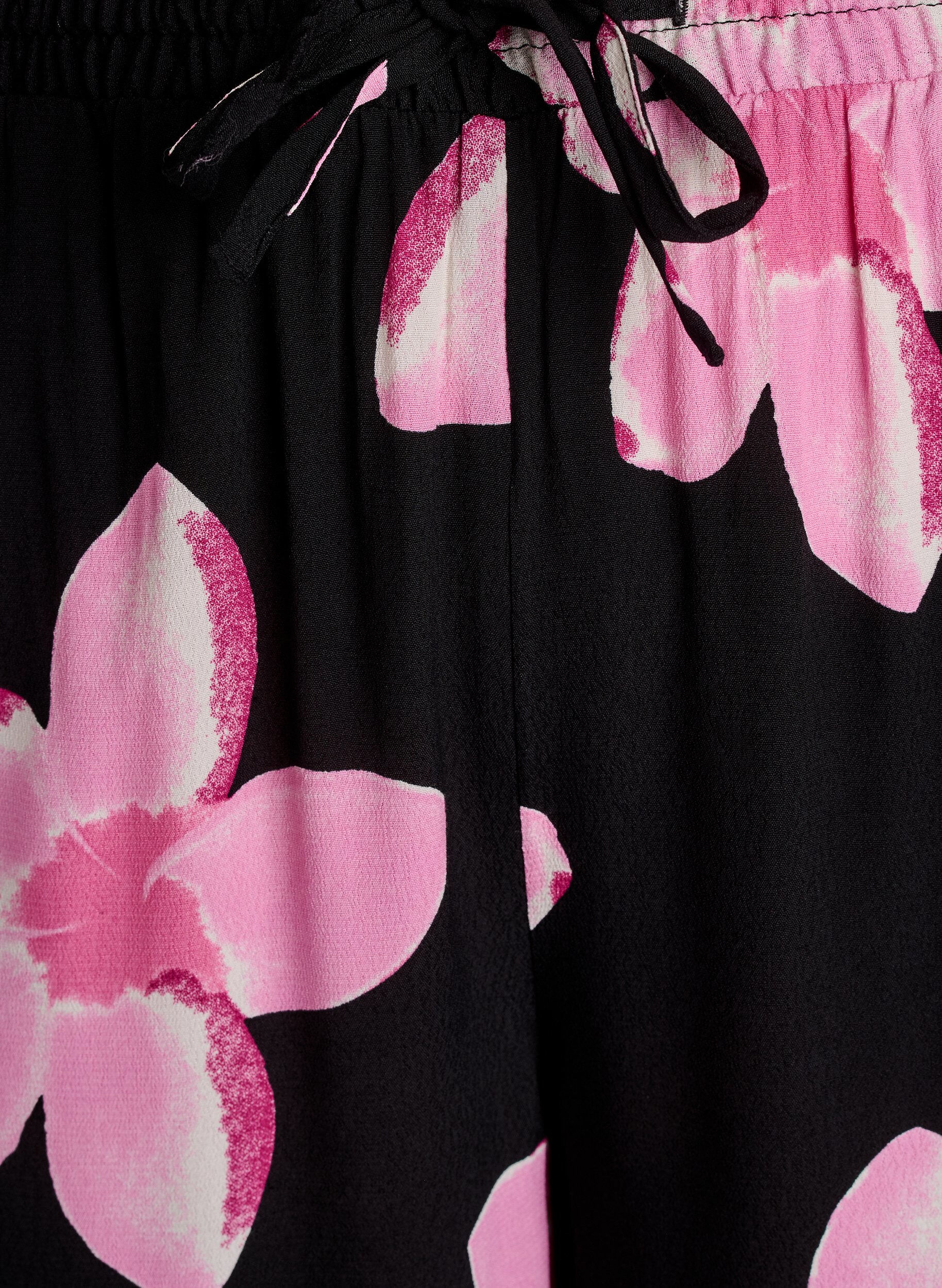 Zizzi L&oslash;se viskosebukser med print, Sort, Packshot image number 2