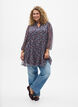Tunika med blomsterprint og glittertr&aring;de, Bl&aring;, Model image number 1