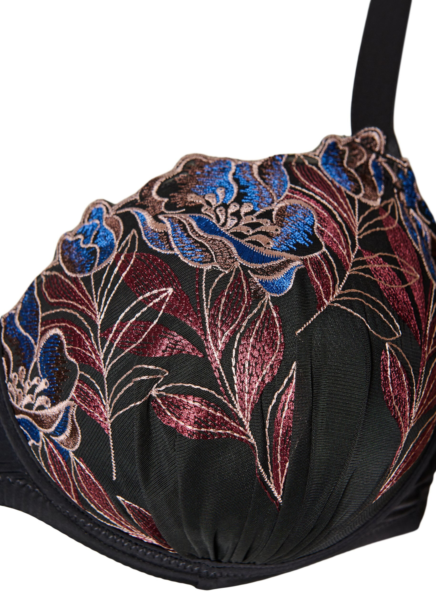 ZizziFormst&oslash;bt bh med broderede blomster, Sort, Packshot image number 2
