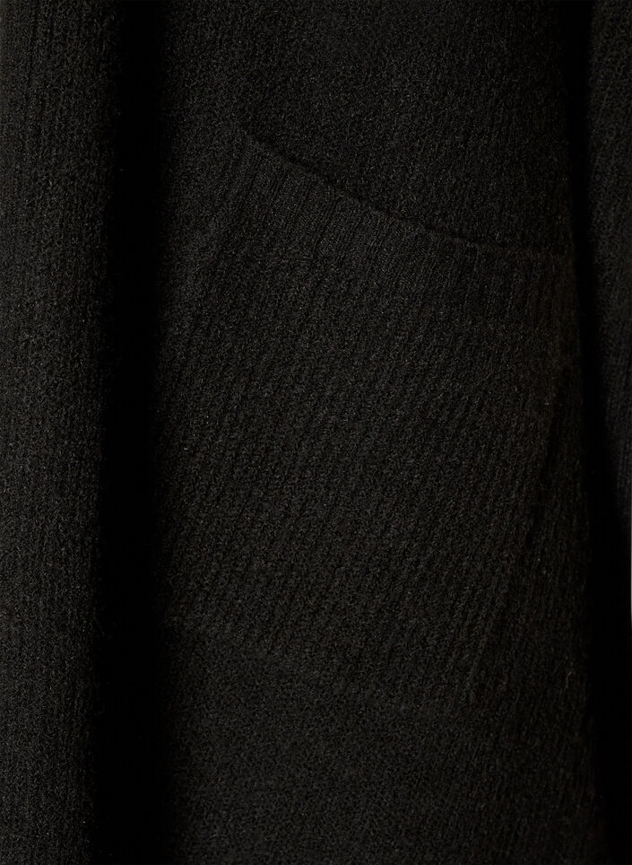 Cardigan med &aring;ben front og vide &aelig;rmer, Sort, Packshot image number 3