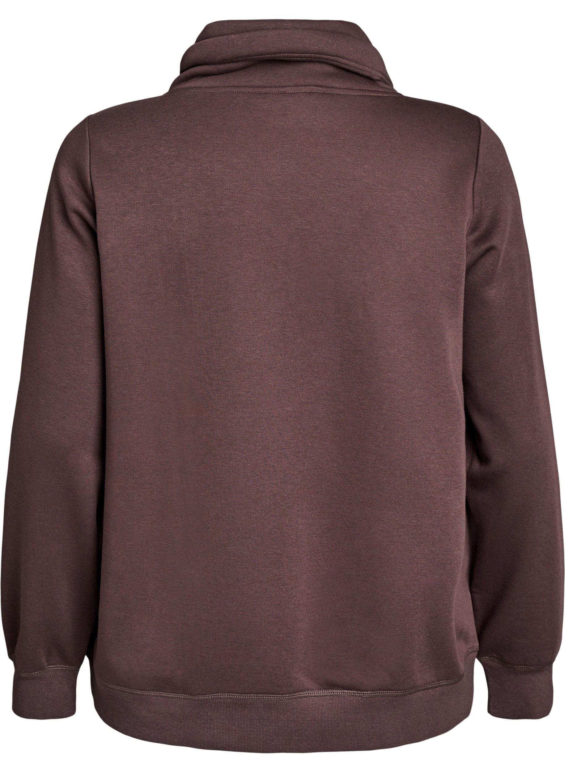 ZizziSweatshirt med h&oslash;j krave og lommer, Brun, Packshot image number 1