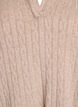 Jerseybluse med krave og kabelmønster, Beige, Packshot image number 2