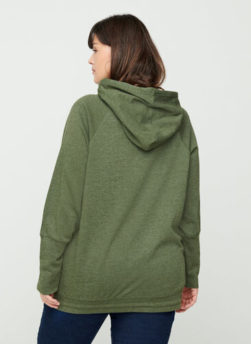 Sweatshirt med justerbar bund, Rifle Green Mel., Model image number 1