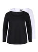 2-pak basis bluse i bomuld, Black/Bright W, Packshot image number 0