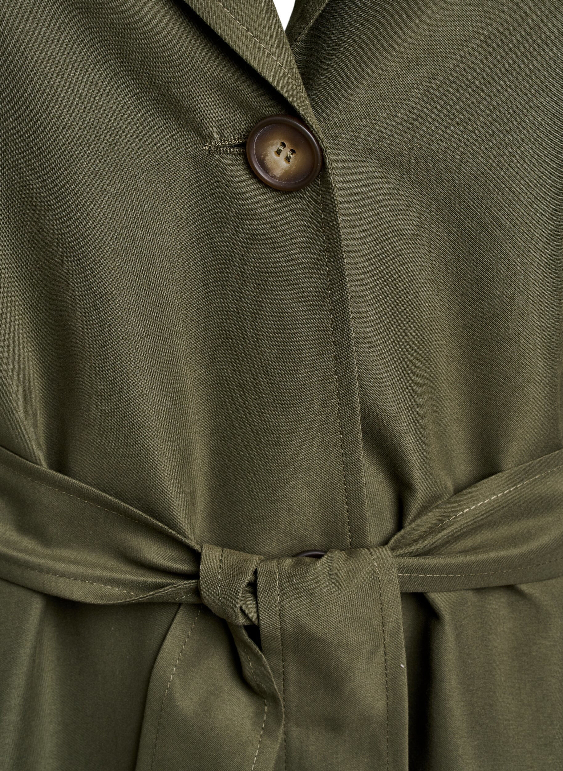 Zizzi Lang trenchcoat med broderi, Gr&oslash;n, Packshot image number 2
