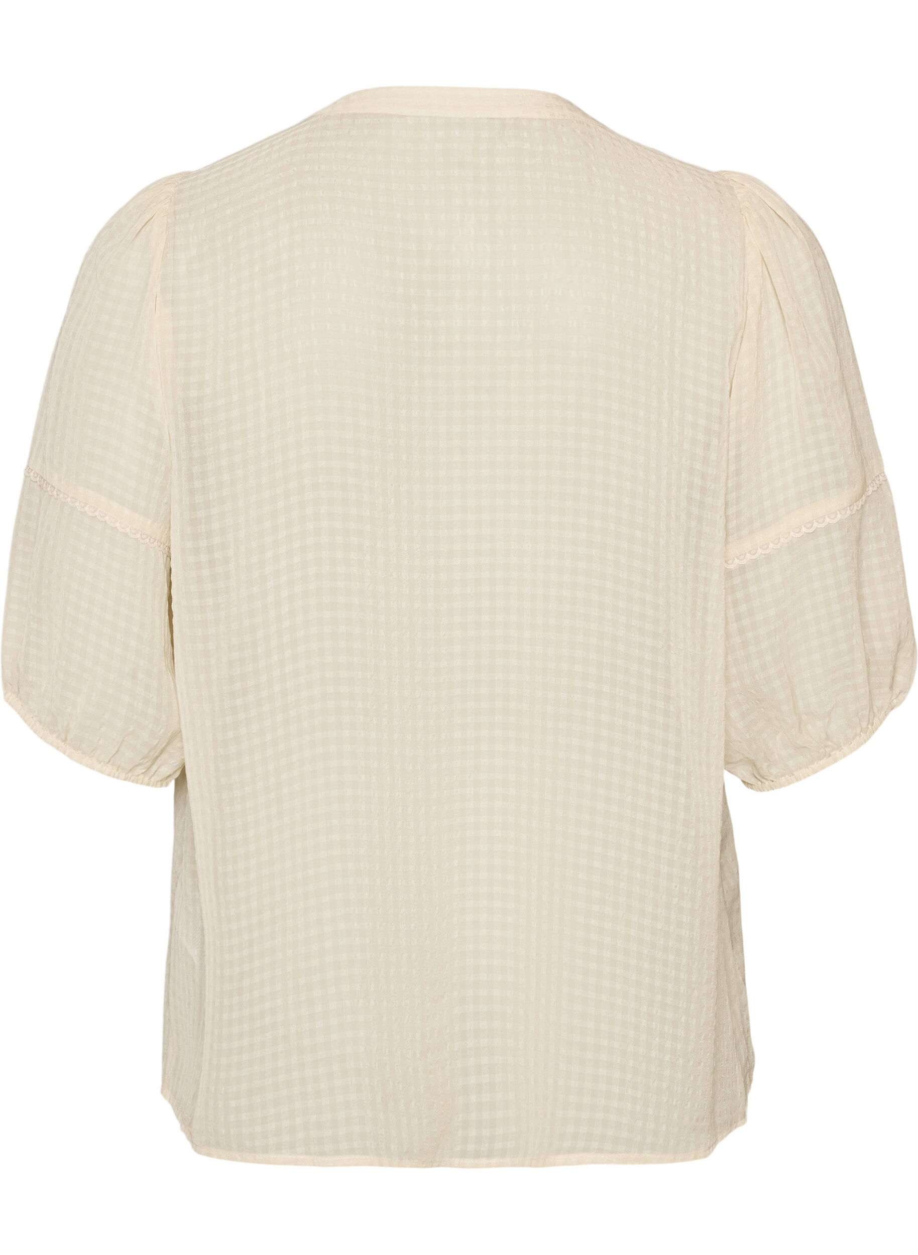 ZizziBluse i b&aelig;k og b&oslash;lge med bindeb&aring;nd, Beige, Packshot image number 1