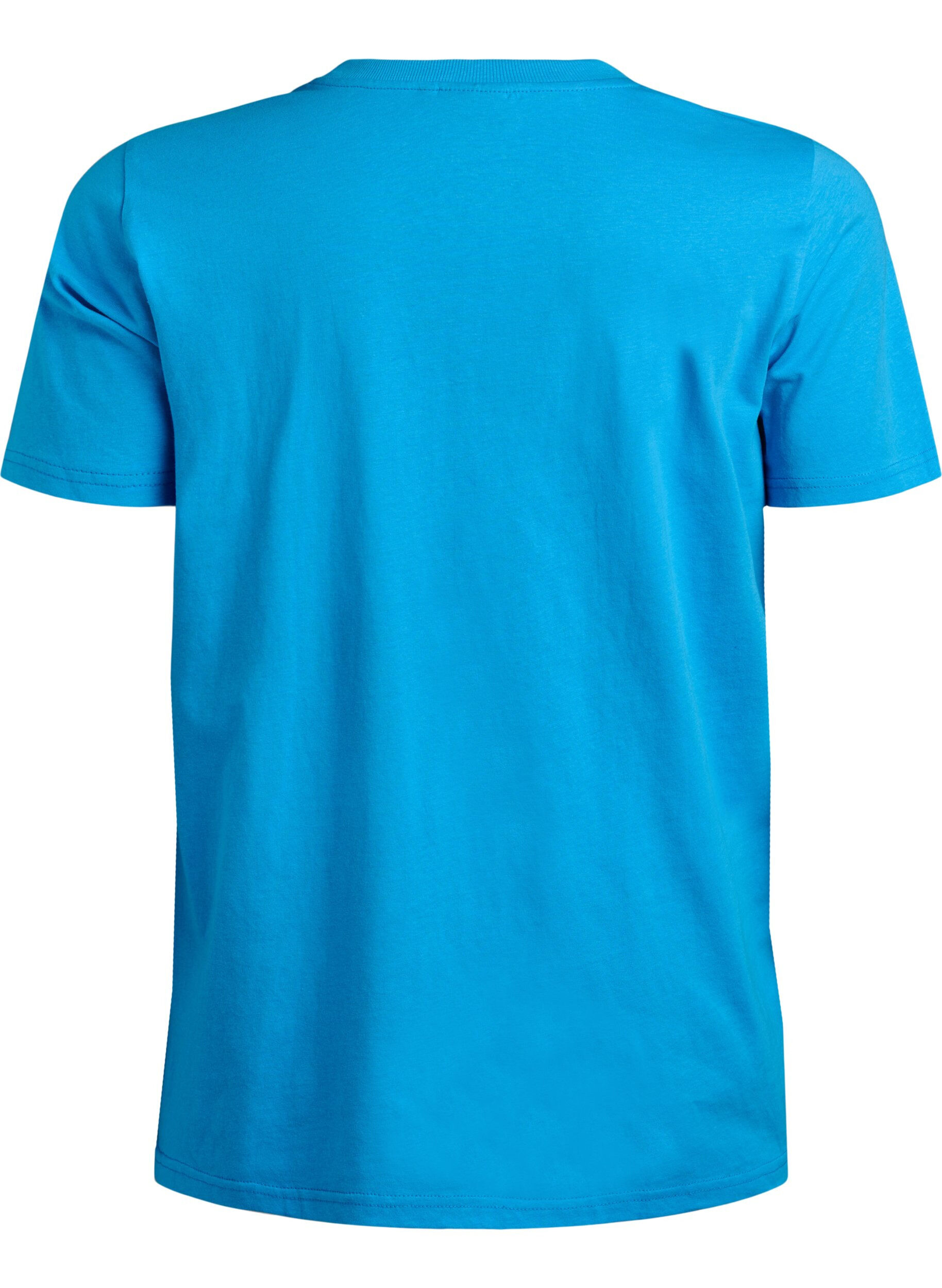 ZizziBasis t-shirt i bomuld med rund hals , Bl&aring;, Packshot image number 1