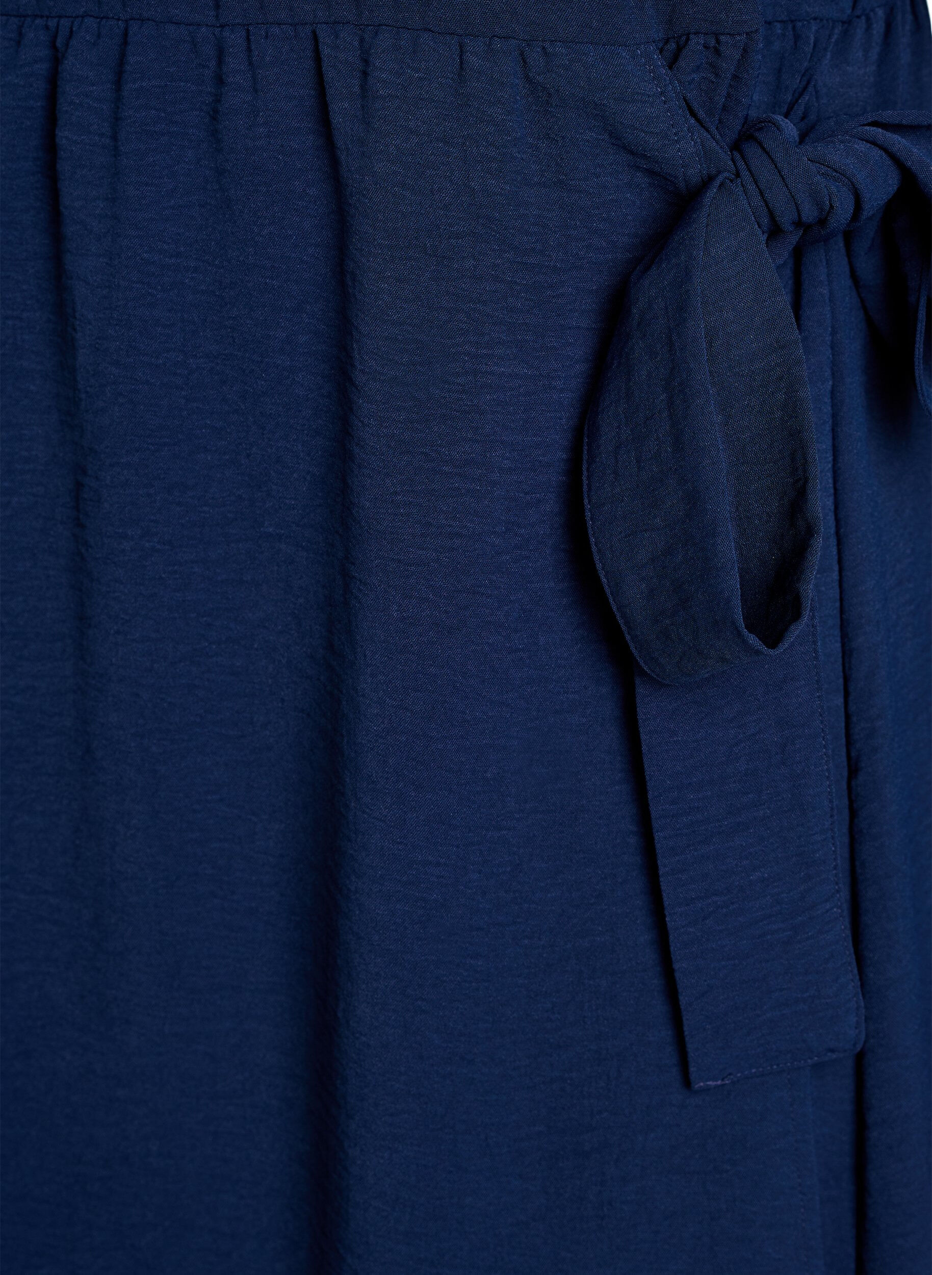 Zizzi Mellemlang kjole med bindedetalje, Bl&aring;, Packshot image number 3