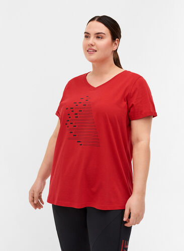 Bomulds trænings t-shirt med tryk, Haute Red, Model image number 0