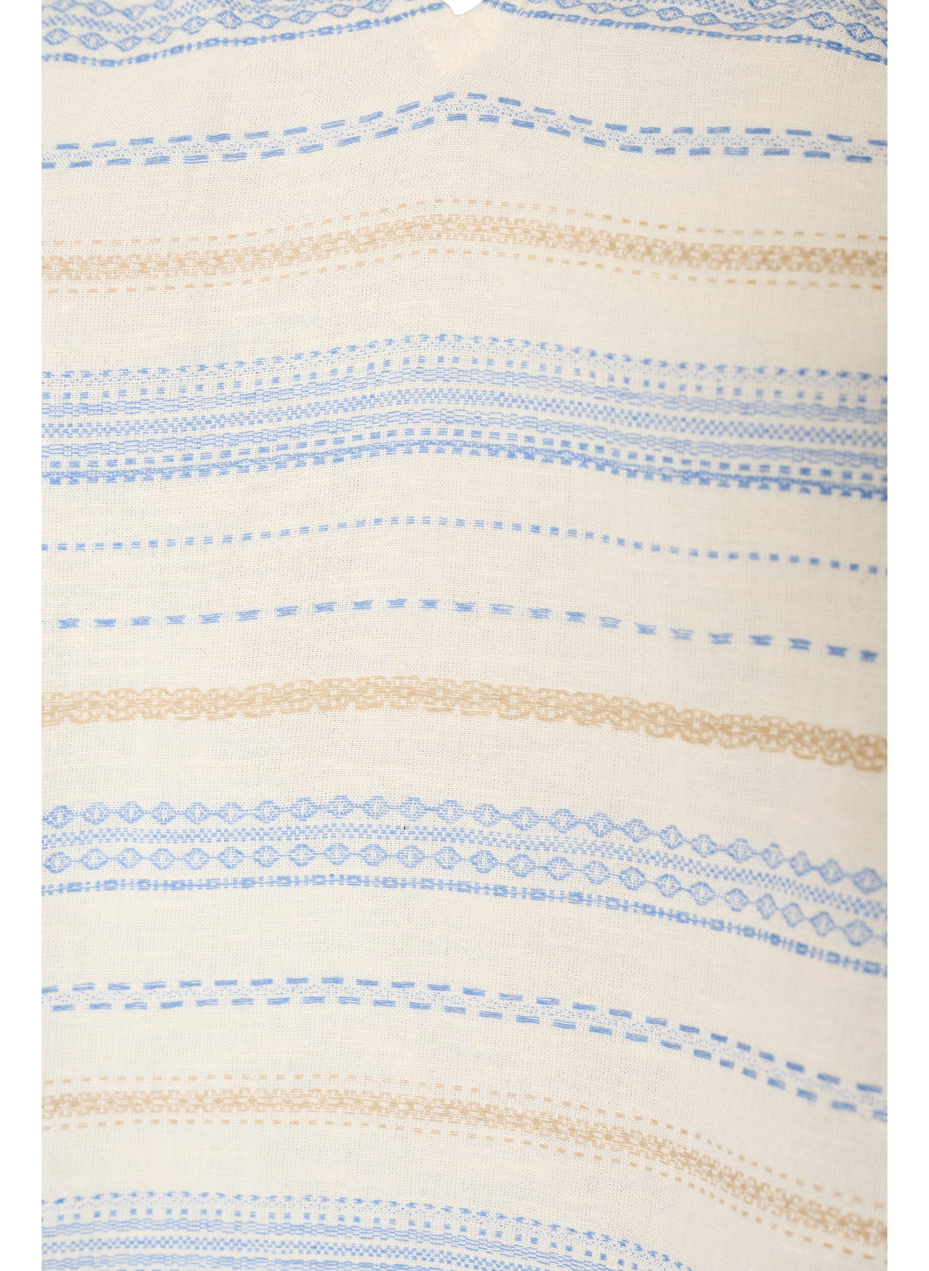 Zizzi&AElig;rmel&oslash;s bluse med fl&aelig;ser og m&oslash;nstrede striber, Vanilla, Packshot image number 2