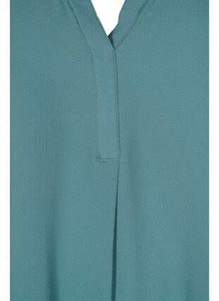 Kortærmet bluse med v-udskæring, Mallard Green, Packshot image number 2