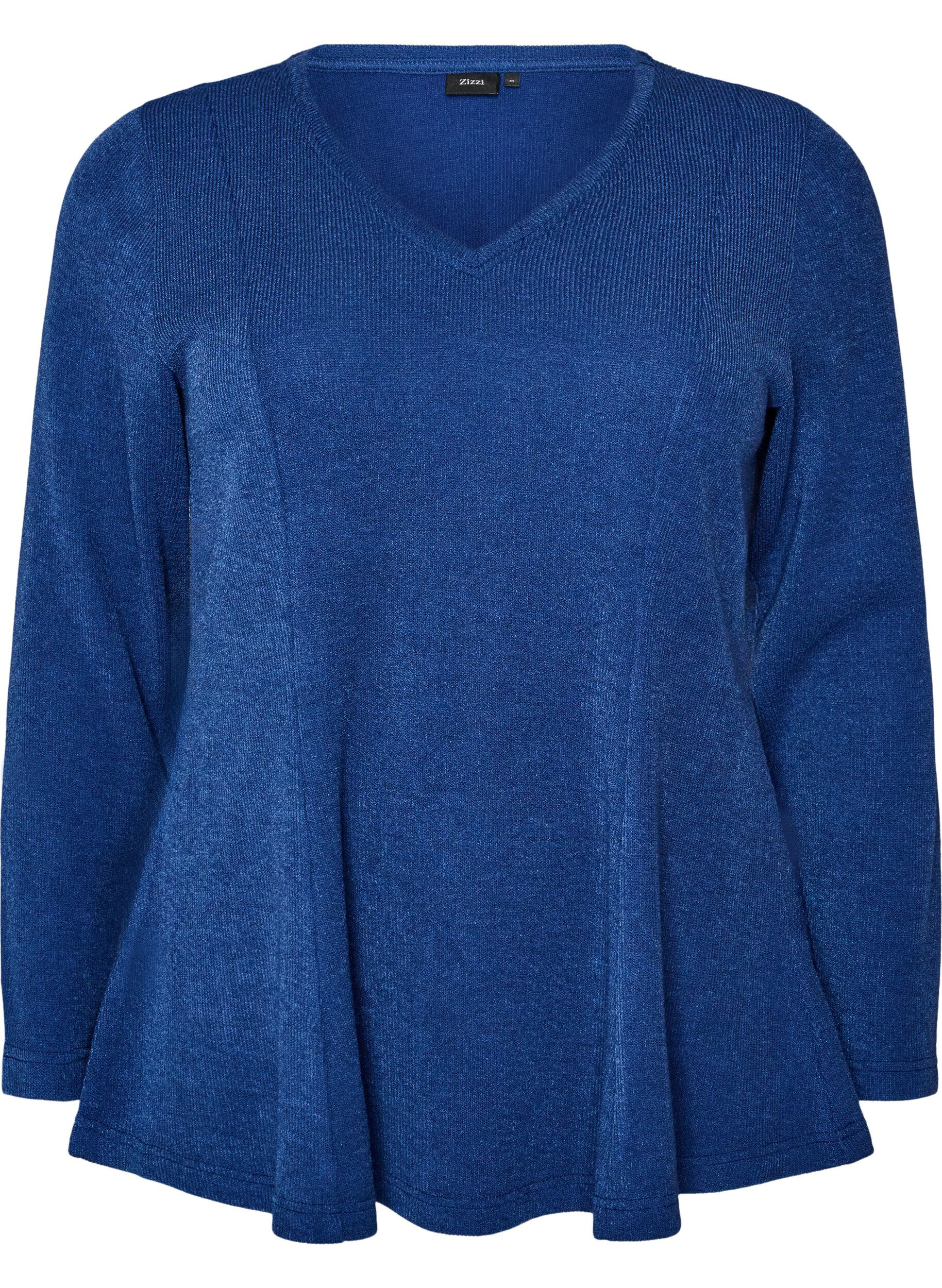 ZizziJerseybluse med ribstruktur og A-form, Bl&aring;, Packshot image number 0