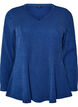 Jerseybluse med ribstruktur og A-form, Bl&aring;, Packshot image number 0